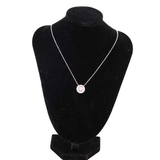 Circle Shaped Gem Silver Necklace