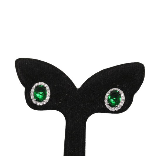 L-Green Oval Shaped Ear Tops